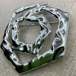 Torino Vintage Silver Tone Geometric Brooch Pin